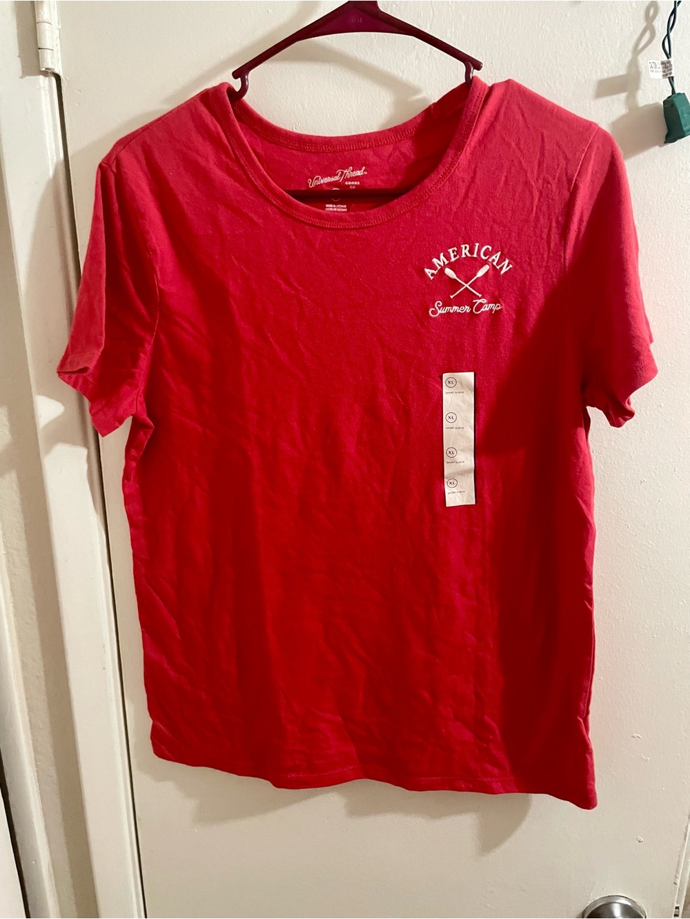NWT Universal Thread Red American Summer Camp Graphic Tee T-Shirt Womens Size XL